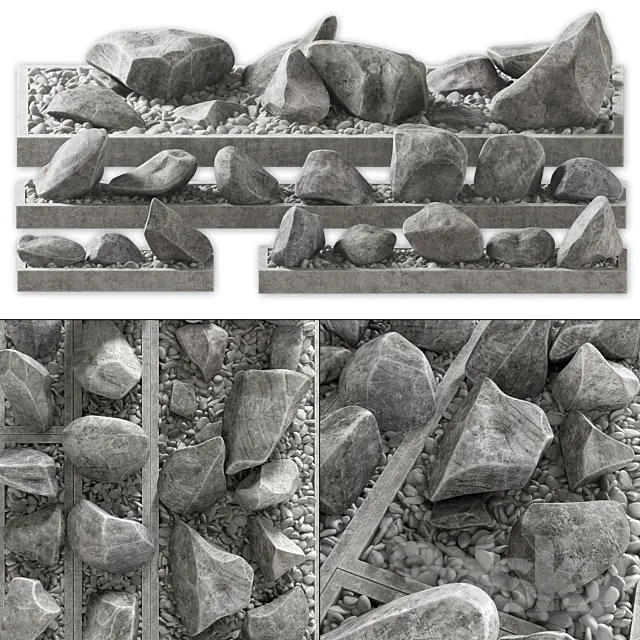 Flowerbed pebble rock decor street 3DModel Flowerbed pebble rock decor street 3DModel