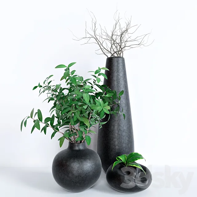 Flowerpots set 3D Model Flowerpots set 3D Model