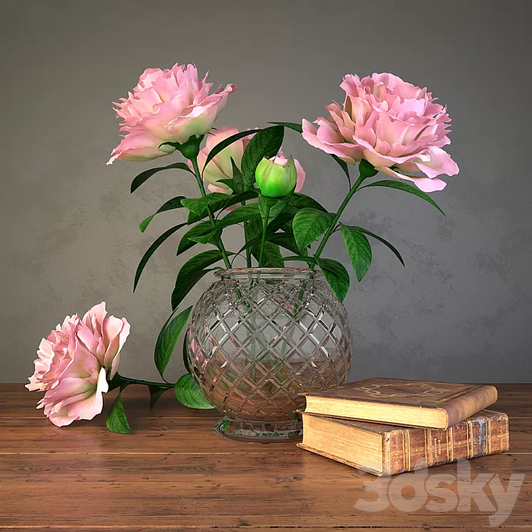 flowers and books 3D Model flowers and books 3D Model