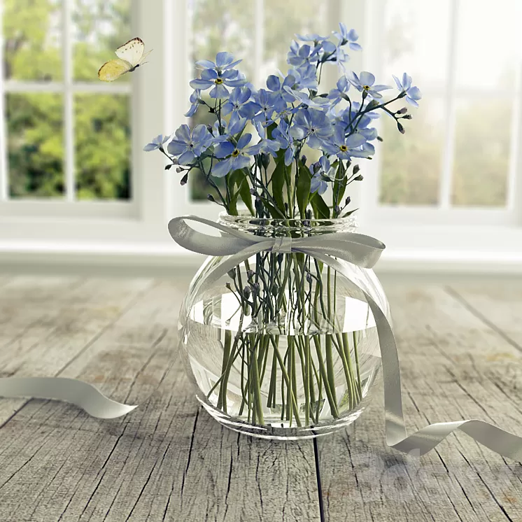 Flowers and butterfly 3D Model Flowers and butterfly 3D Model