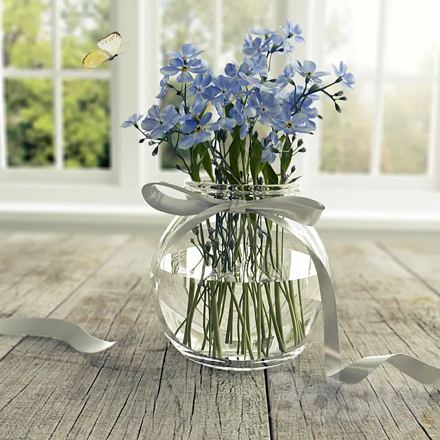 Flowers and butterfly 3DModel Flowers and butterfly 3DModel