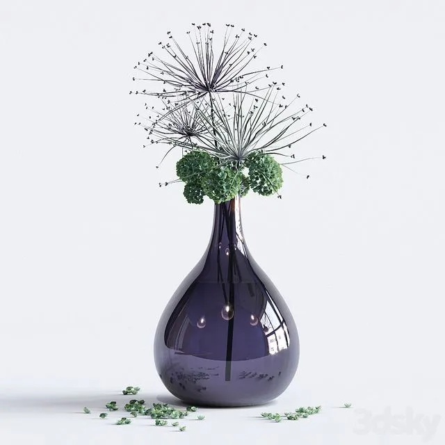 Flowers in a glass vase 3D Model