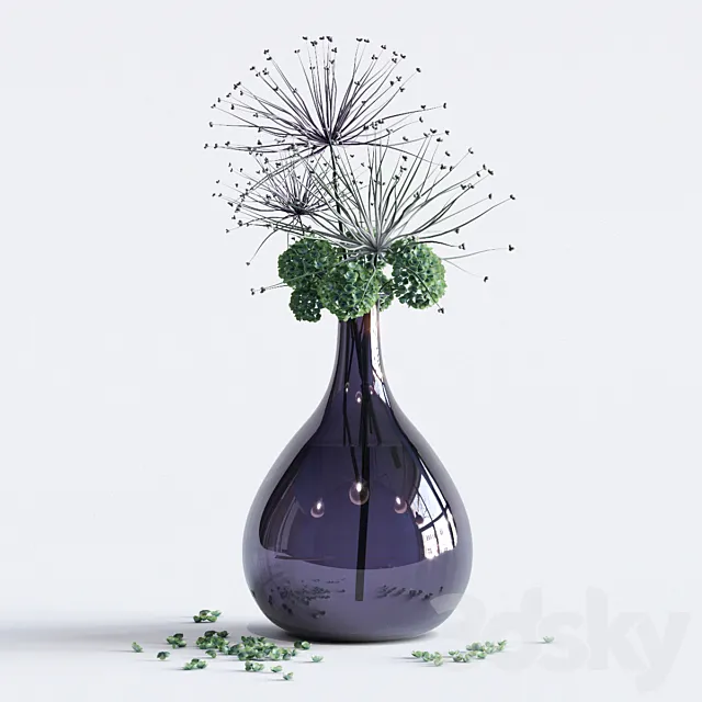 Flowers in a glass vase 3DModel
