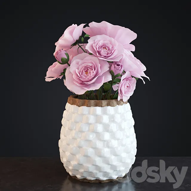 Flowers in Crate and Barrel Rati Vase 3D Model Flowers in Crate and Barrel Rati Vase 3D Model
