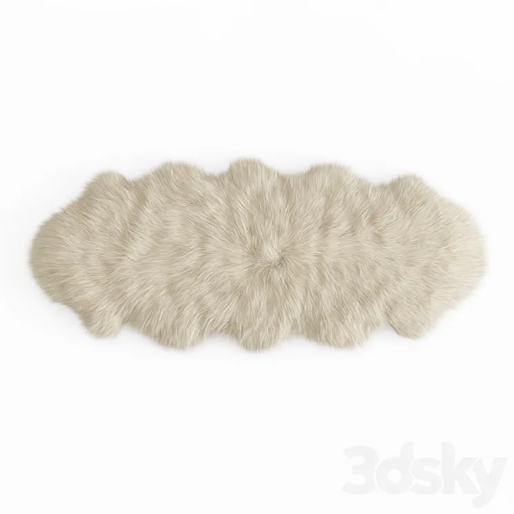 Fluffy decorative carpet made of Icelandic sheepskin fur 3D Model Free Download
