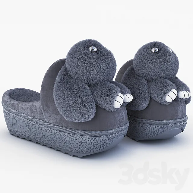Fluffy Slippers 3D Model