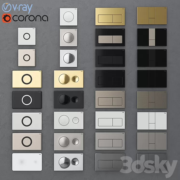 Flush buttons for installing Viega 1 3D Model