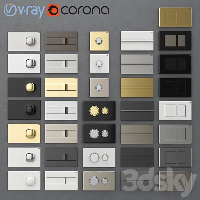 Flush buttons for installing Viega 2 3D Model