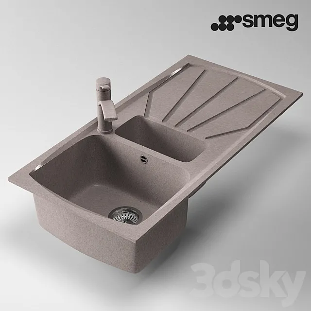 Flush composite sink Smeg LSE1015AV 3D Model Flush composite sink Smeg LSE1015AV 3D Model