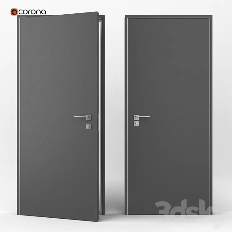 Flush-mounted interior door 3D Model