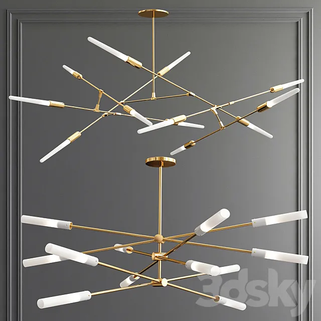 Flute 3-30 LED & Dawn Chandelier 3D Model Flute 3-30 LED & Dawn Chandelier 3D Model