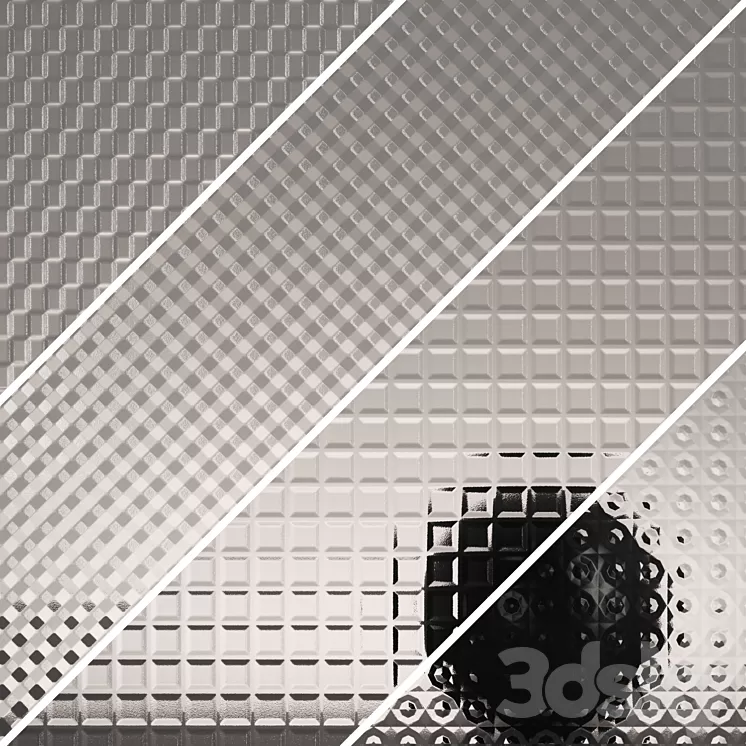 Fluted glass Set 04 3D Model Free Download