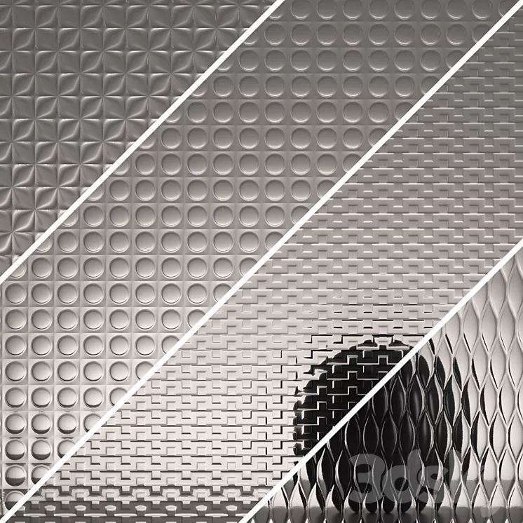 Fluted glass Set 14 3D Model Free Download