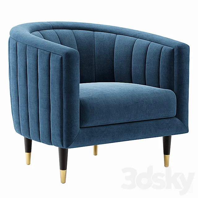 Fluted Juno Velvet Occasional Chair 3D Model Fluted Juno Velvet Occasional Chair 3D Model