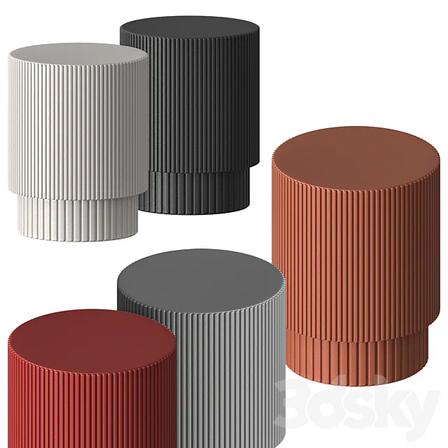 Fluted Side Table West Elm 3DModel