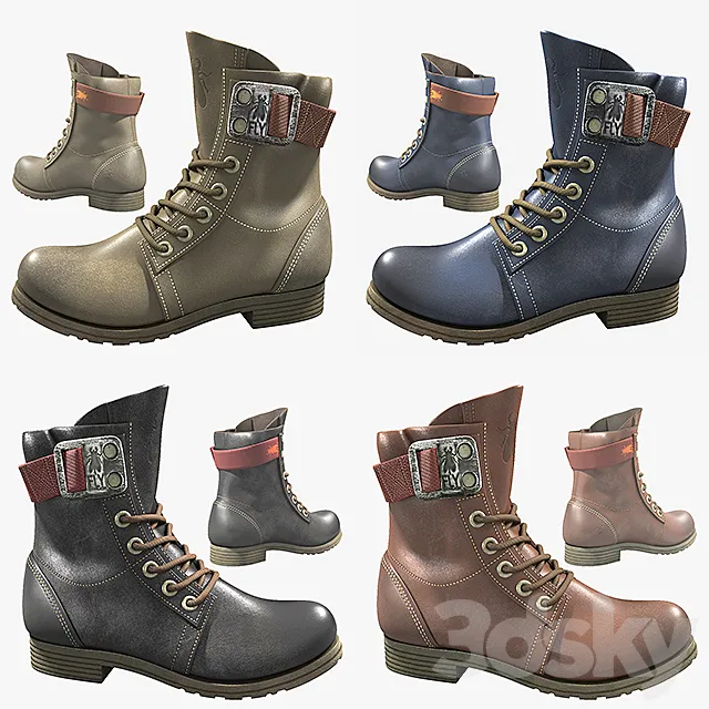 Fly London Stay Rug Women’s Biker Boots 3D Model