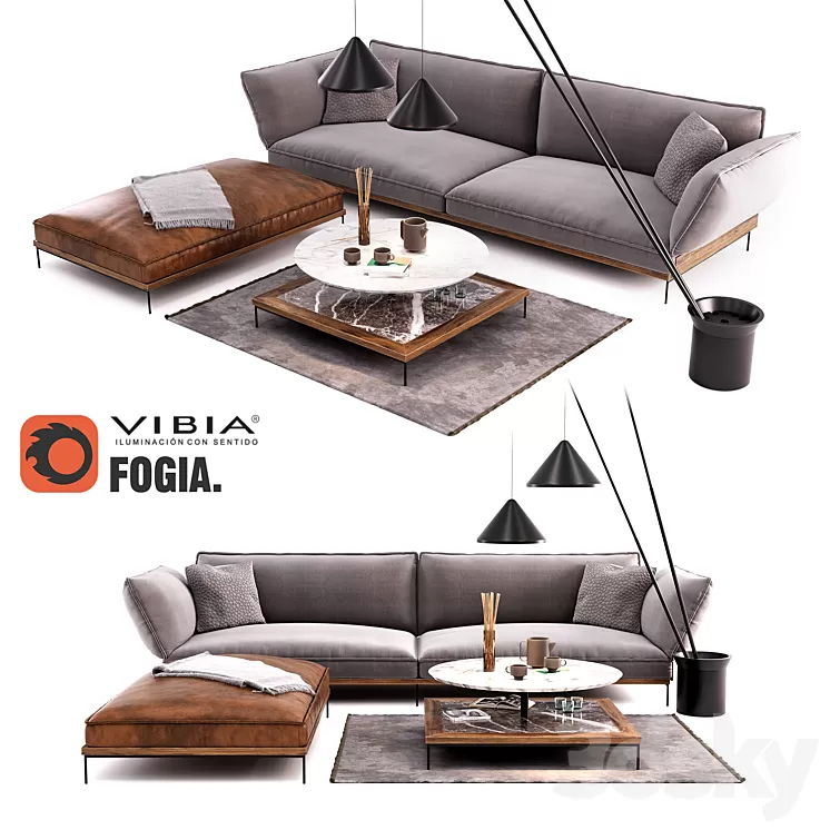 Fogia Jord Sofa Set | Vibia North Floor Lamp 3D Model Fogia Jord Sofa Set | Vibia North Floor Lamp 3D Model