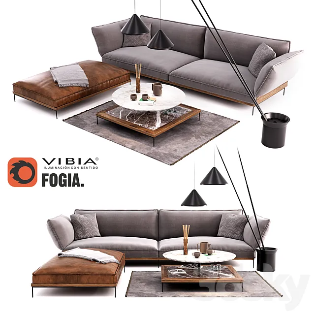 Fogia Jord Sofa Set | Vibia North Floor Lamp 3DModel Fogia Jord Sofa Set | Vibia North Floor Lamp 3DModel