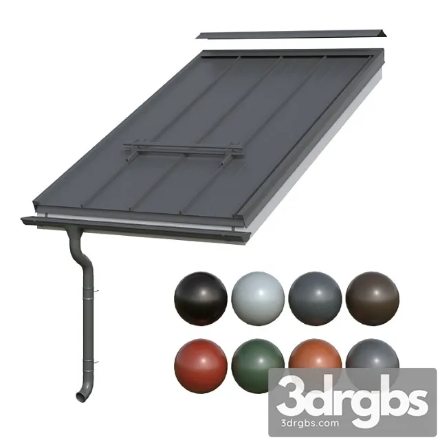 Folded roof ruukki classic and gutter system 3D Model Download