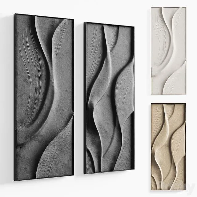 Folded wall art set 02 in three colors 3D Model Folded wall art set 02 in three colors 3D Model