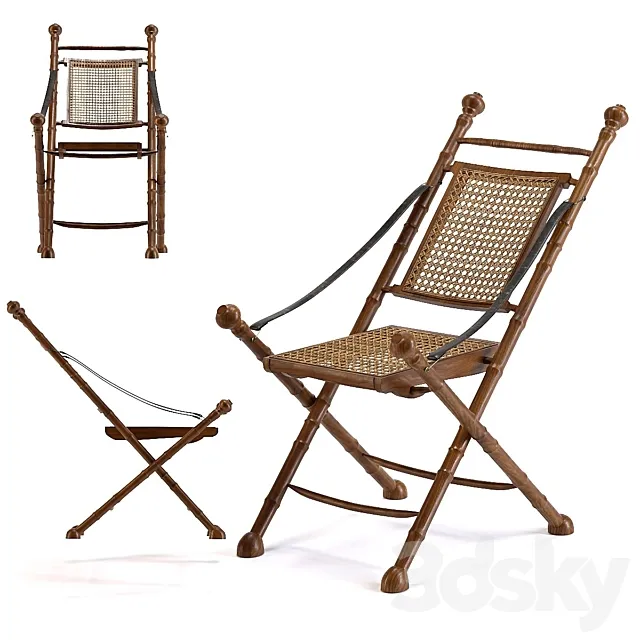 Folding Chair Colonial 3D Model Folding Chair Colonial 3D Model
