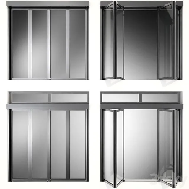 Folding Metal Automatic Doors 3D Model