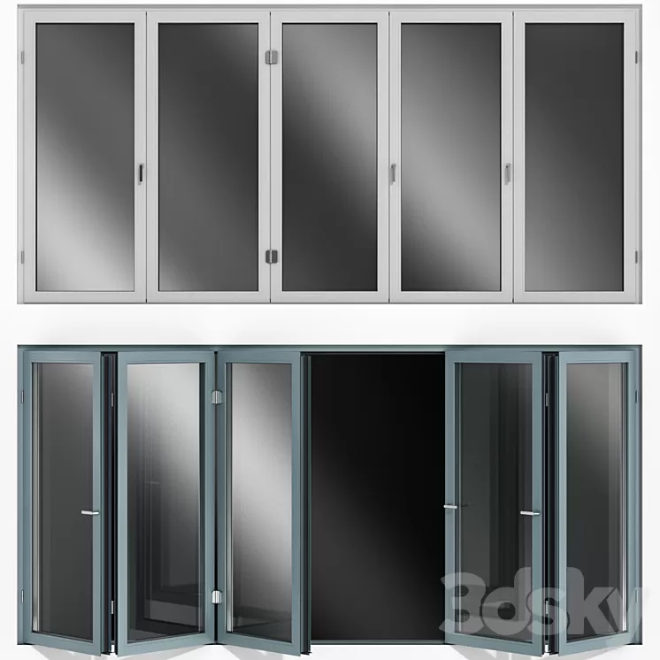 Folding Stained Glass Aluminum Doors 3D Model Free Download