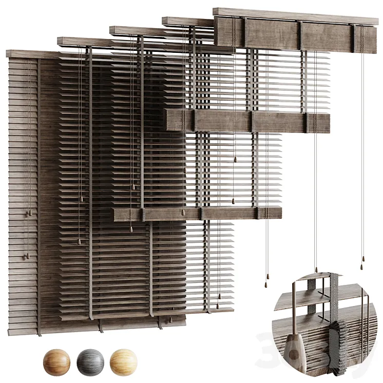 Folding wooden blinds 3D Model Free Download
