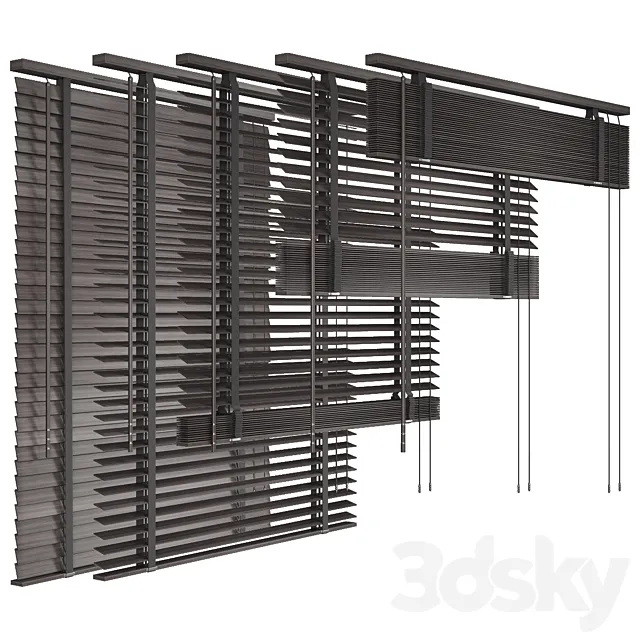 Folding wooden blinds 3D Model