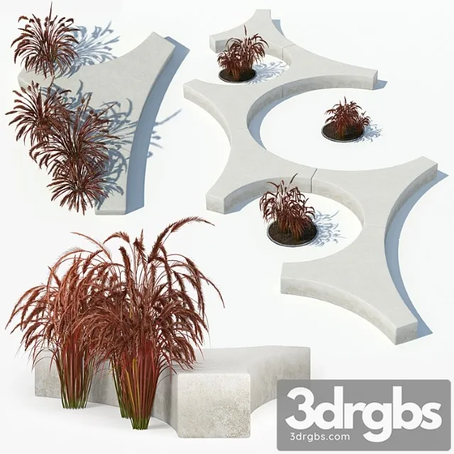 Folia Bench Graceful Fountain Grass 3D Model Download Folia Bench Graceful Fountain Grass 3D Model Download