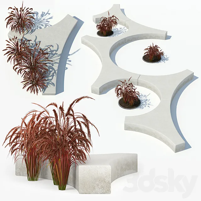 Folia bench Graceful Fountain Grass 3DModel Folia bench Graceful Fountain Grass 3DModel