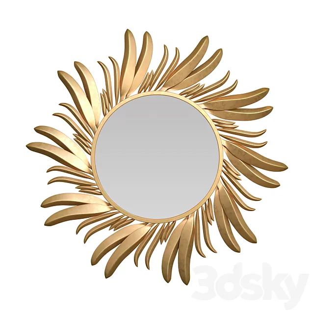 Folium Contemporary Gold Leaf Mirror 3D Model