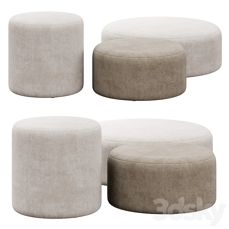 Folk pouf collection by noo.ma 3D Model Free Download