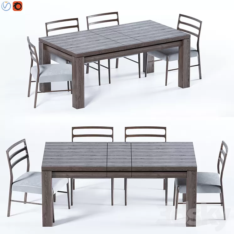 Folsom Storage Extending Dining Table 3D Model Free Download