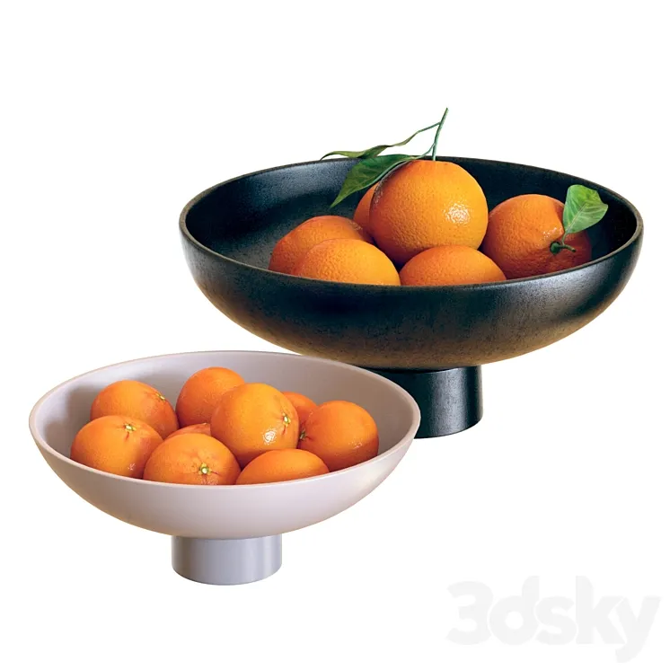 Food Set 04 \/ Bowls with Oranges and Mandarins 3D Model Free Download