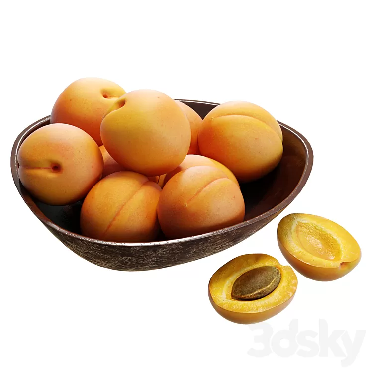 Food Set 13 \/ Bowl with Apricots 3D Model Free Download