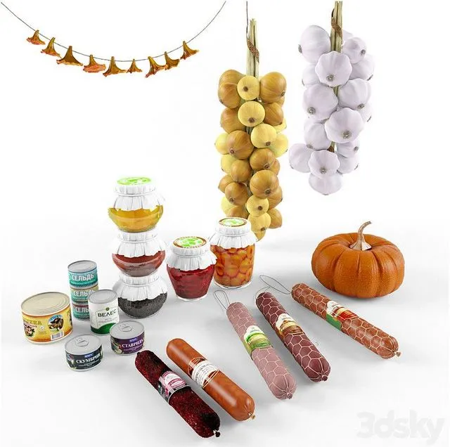 Food set (with sausage) 3D Model