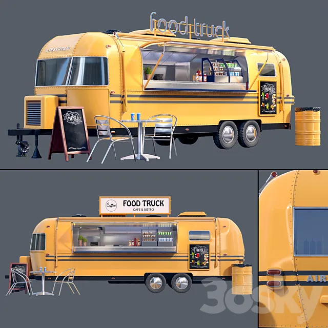 Food Truck Airstream 3D Model Food Truck Airstream 3D Model