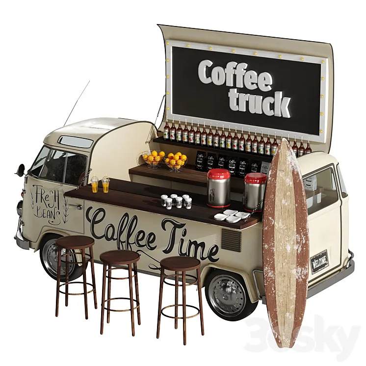 Food truck coffee 3D Model Free Download