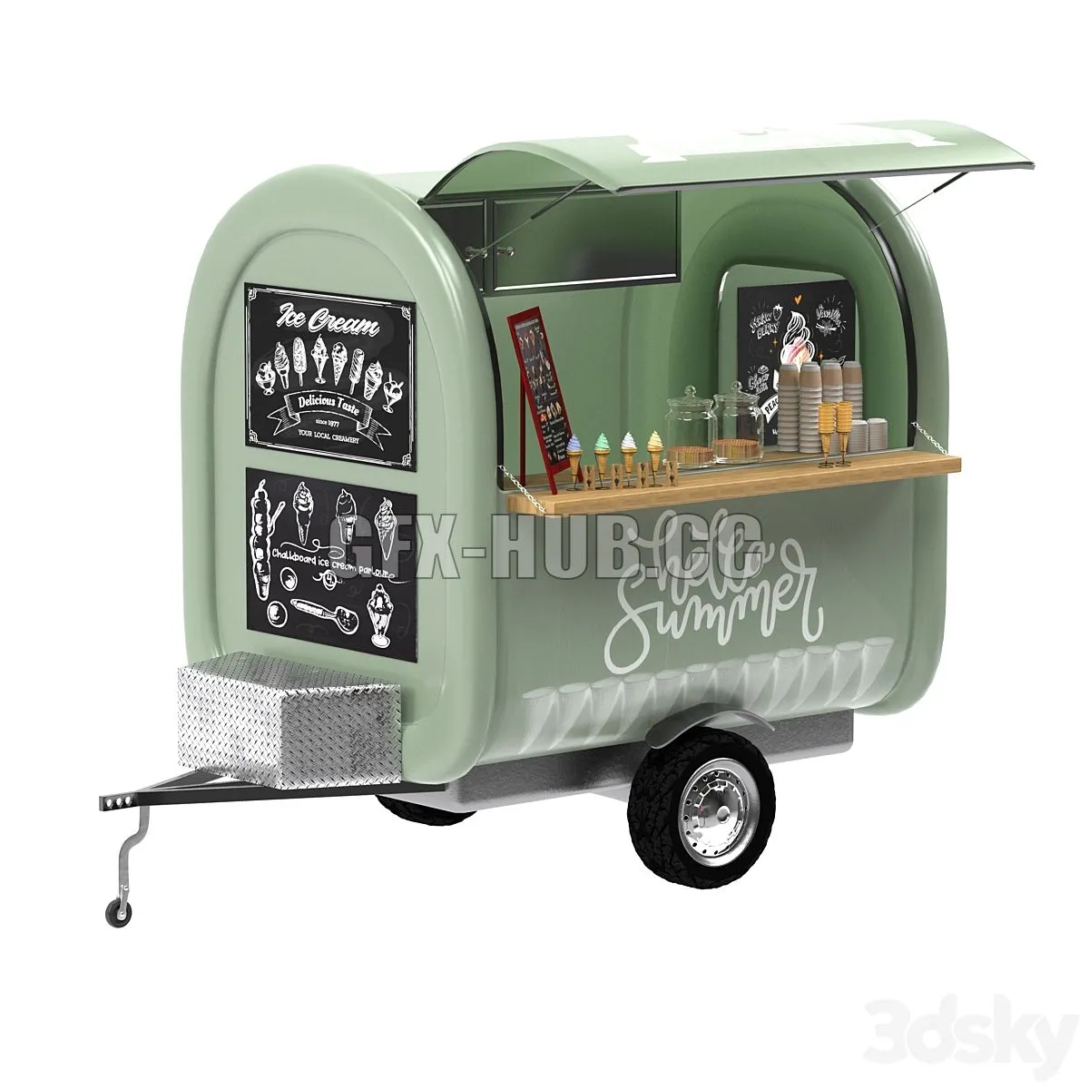 Food truck ice cream 3D Model Food truck ice cream 3D Model