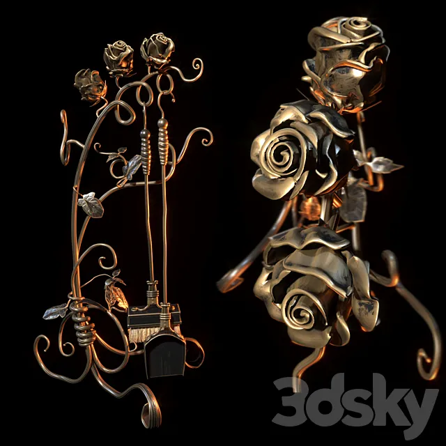 Forged a set of fireplace 3D Model Forged a set of fireplace 3D Model