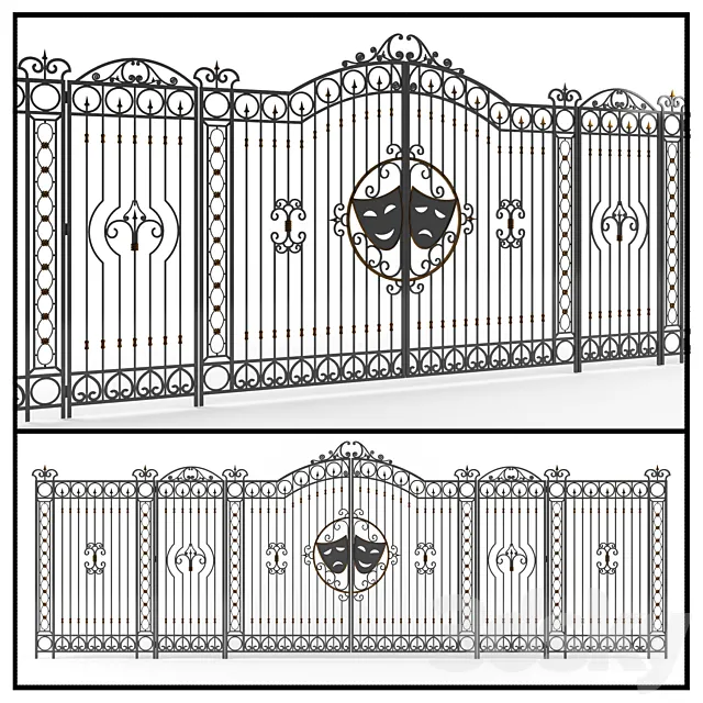 Forged gate with a fence. 3D Model Forged gate with a fence. 3D Model