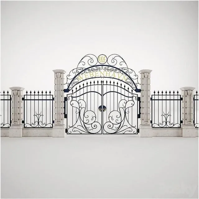 Forged gates + fence 3D Model Forged gates + fence 3D Model