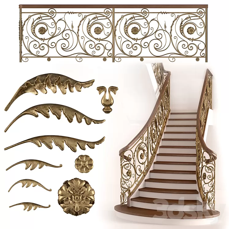 Forged stairs 3D Model Free Download