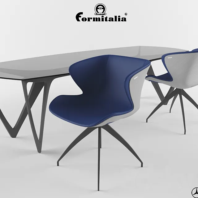 Formitalia “Mercedes-Benz style” Chairs & Table 3D Model Formitalia “Mercedes-Benz style” Chairs & Table 3D Model