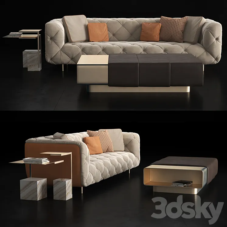Formitalia Overseas-B 3 seater sofa 3D Model Free Download