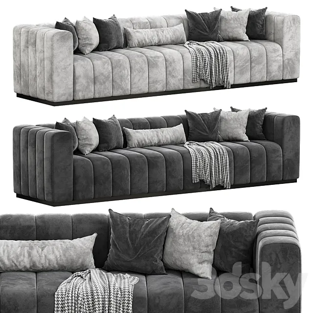 Forte 101 Extra-Large Channeled Charcoal Velvet Sofa 3D Model Forte 101 Extra-Large Channeled Charcoal Velvet Sofa 3D Model