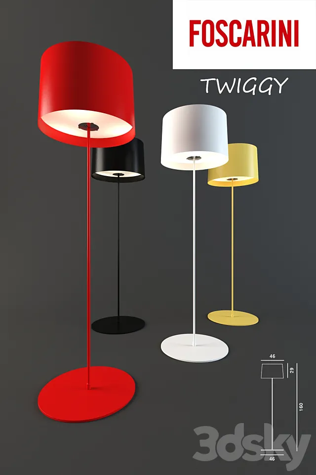 Foscarini “Twiggy Floor Lamp Lettura” 3D Model Foscarini “Twiggy Floor Lamp Lettura” 3D Model