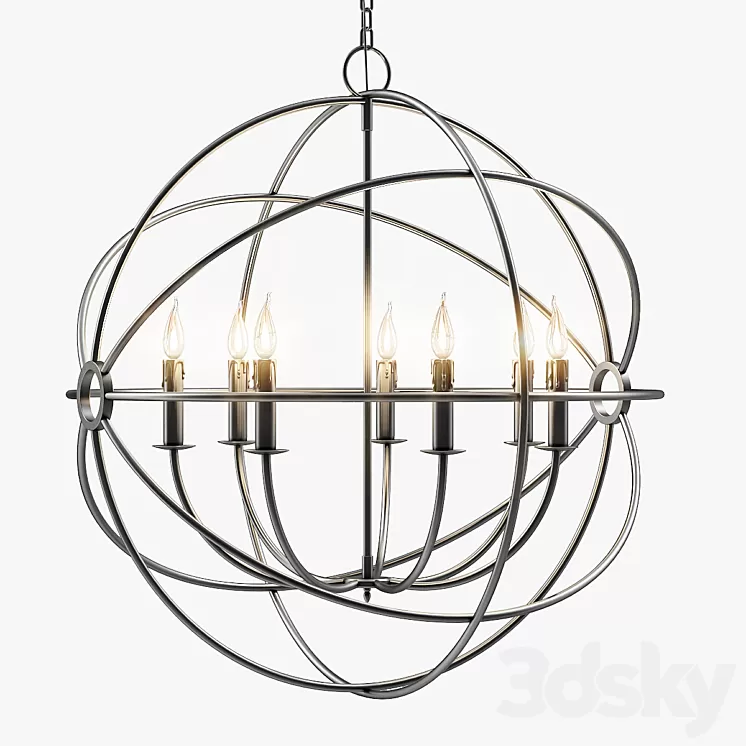Foucault’s Iron Orb Chandelier Rustic Iron Medium 3D Model Foucault’s Iron Orb Chandelier Rustic Iron Medium 3D Model