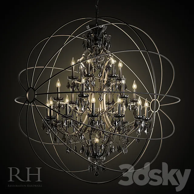 Foucault’s orb smoke crystal chandelier 60 ” 3D Model Foucault’s orb smoke crystal chandelier 60 ” 3D Model